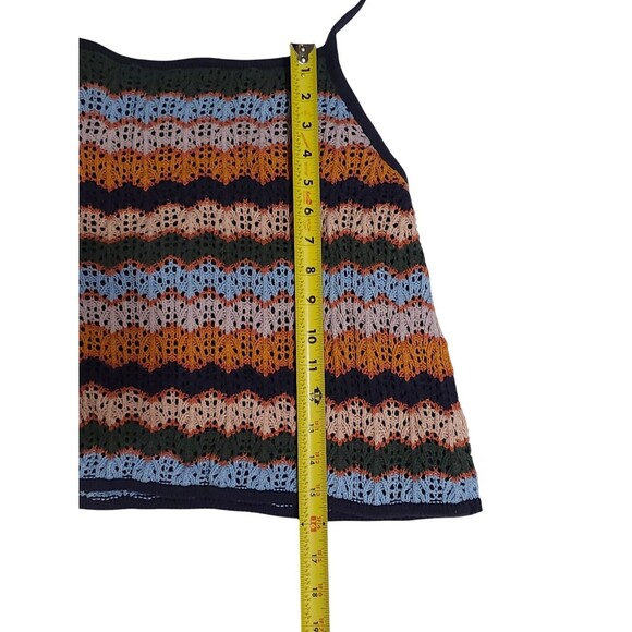American Eagle Crochet Knit Halter Top Tie Neck SIZE XL Chevron Lined Front - Picture 7 of 10
